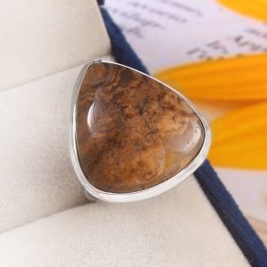 Yellow Moss Agate Size US 11 925 Sterling Silver Ring (REXT60-14)