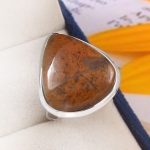 Yellow Moss Agate Size US 12 925 Sterling Silver Ring (REXT60-15)