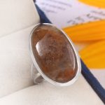 Yellow Moss Agate Size US 10 925 Sterling Silver Ring (REXT60-10)