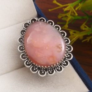 Pink Opal Size US 8 925 Sterling Silver Ring (RS65-51)