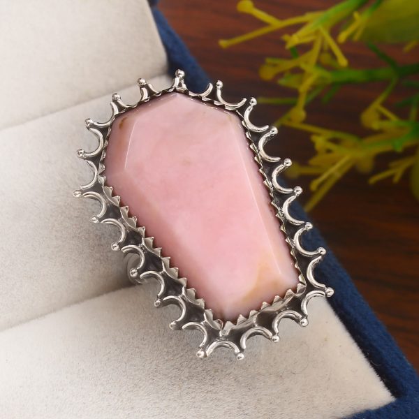 Pink Opal Size US 8 925 Sterling Silver Ring (RS65-53)