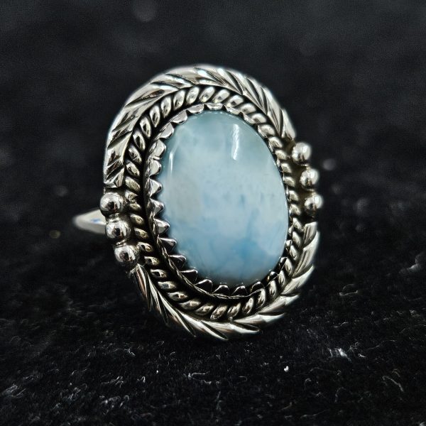 Larimar Southwest Style 925 Sterling Silver Ring (REXT64-34) - Image 2