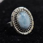 Larimar Southwest Style 925 Sterling Silver Ring (REXT64-32)