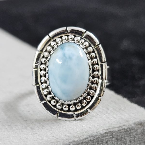 Larimar Southwest Style 925 Sterling Silver Ring (REXT64-32) - Image 2