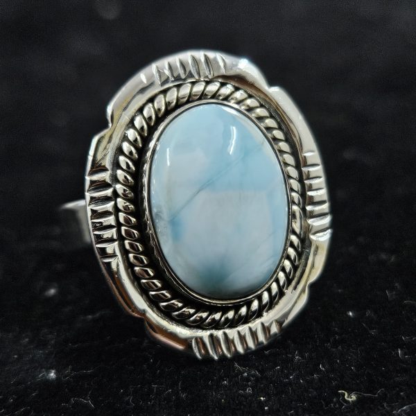 Larimar Southwest Style 925 Sterling Silver Ring (REXT64-29) - Image 2
