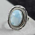 Larimar Southwest Style 925 Sterling Silver Ring (REXT64-29)