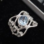Blue Topaz 925 Sterling Silver Ring (REXT60-82)