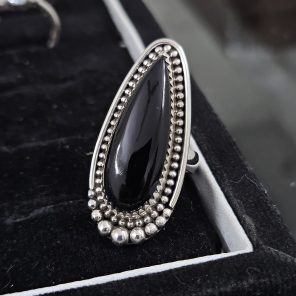 Black Onyx Southwest Style 925 Sterling Silver Ring (RS109-283)