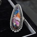 Pink Dahlia Turquoise Southwest Style 925 Sterling Silver Ring (RS109-281)
