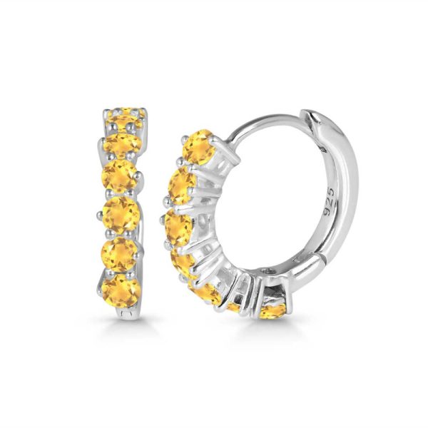 Citrine 925 Sterling Silver Hoop Earring (REXT47-117) - Image 2