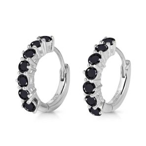 Black Onyx Hoop Earring