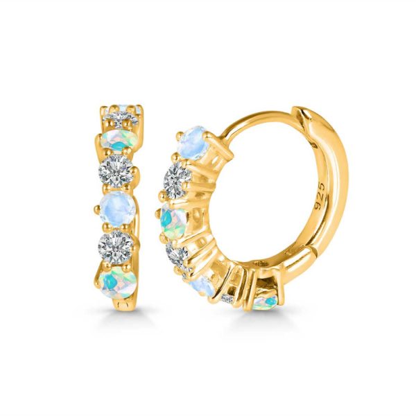 Moonstone | Opal | White Topaz 925 Sterling Silver Hoop Earring (REXT47-121) - Image 3