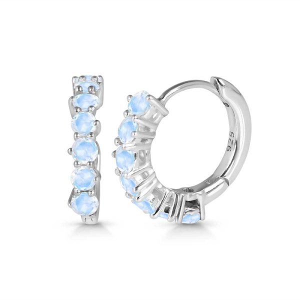 Rainbow Moonstone 925 Sterling Silver Hoop Earring (REXT47-116) - Image 3