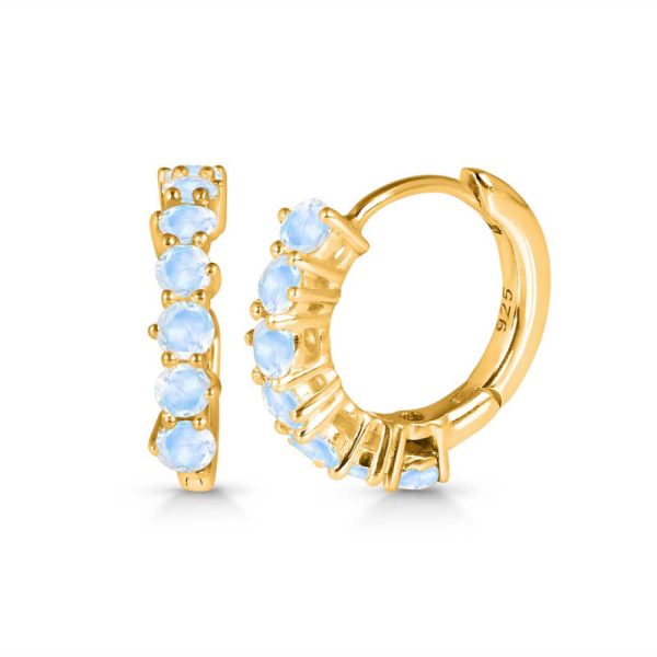 Rainbow Moonstone 925 Sterling Silver Hoop Earring (REXT47-116) - Image 2