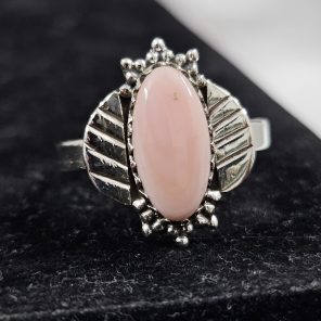 Pink Queen Conch Shell Southwest Style 925 Sterling Silver Ring (REXT1-4)