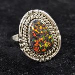 Aurora Opal Southwest Style 925 Sterling Silver Ring (REXT45-3)