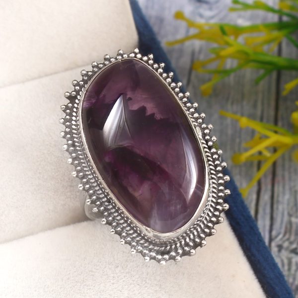 Trapiche Amethyst Size US 12 925 Sterling Silver Ring (RS3-184)