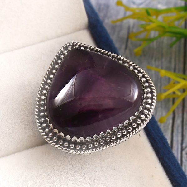 Trapiche Amethyst Size US 11 925 Sterling Silver Ring (RS3-183)