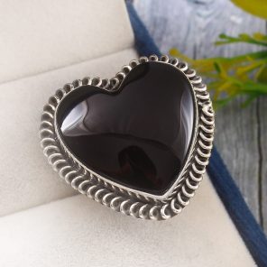 Black Onyx Size US 10 925 Sterling Silver Ring (REXT44-34)