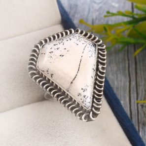 Dendritic Opal Size US 10 925 Sterling Silver Ring (REXT44-51)