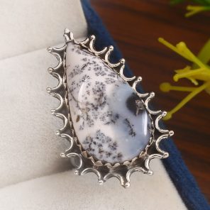 Dendritic Opal Size US 5 925 Sterling Silver Ring (REXT32-3)