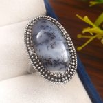 Dendritic Opal Size US 8 925 Sterling Silver Ring (REXT32-16)