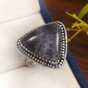 Dendritic Opal Size US 10 925 Sterling Silver Ring (REXT32-28)