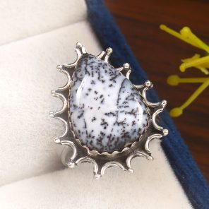 Dendritic Opal Size US 5 925 Sterling Silver Ring (REXT32-4)