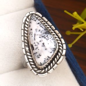 Dendritic Opal Size US 5 925 Sterling Silver Ring (REXT32-46)