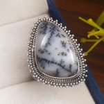Dendritic Opal Size US 8 925 Sterling Silver Ring (REXT32-20)