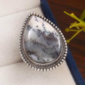 Dendritic Opal Size US 9 925 Sterling Silver Ring (REXT32-24)