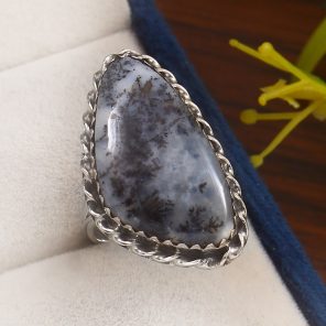 Dendritic Opal Size US 6 925 Sterling Silver Ring (REXT32-10)