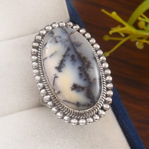 Dendritic Opal Size US 10 925 Sterling Silver Ring (REXT32-30)