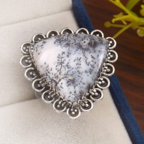 Dendritic Opal Size US 11 925 Sterling Silver Ring (REXT32-38)