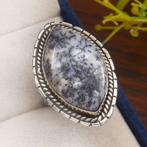 Dendritic Opal Size US 7 925 Sterling Silver Ring (REXT32-44)