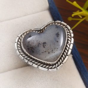 Dendritic Opal Size US 8 925 Sterling Silver Ring (REXT32-47)