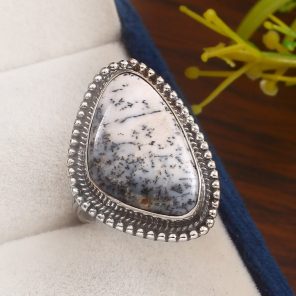 Dendritic Opal Size US 8 925 Sterling Silver Ring (REXT32-21)