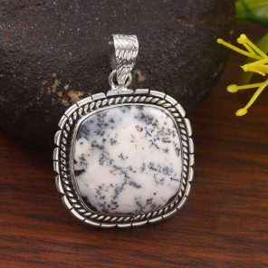 Dendritic Opal 1.25" 925 Sterling Silver Pendant (REXT32-49)