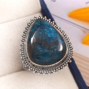 Apatite Size US 11 925 Sterling Silver Ring (REXT44-74)