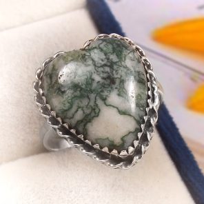 Tree Agate Size US 12 925 Sterling Silver Ring (REXT44-81)
