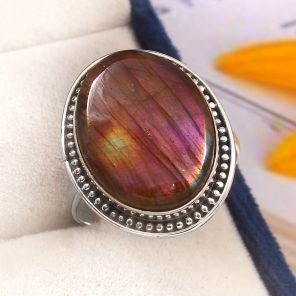 Purple Labradorite Size US 11 925 Sterling Silver Ring (REXT44-73)