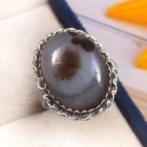 Botswana Lace Agate Size US 7 925 Sterling Silver Ring (REXT44-96)