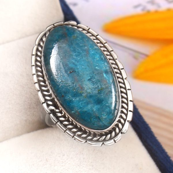 Apatite Size US 11 925 Sterling Silver Ring (REXT44-76)