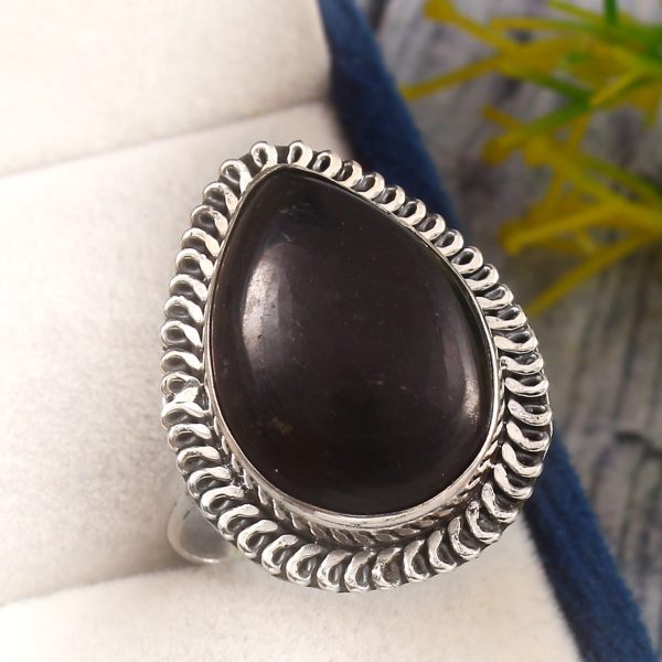 Shungite Size US 11 925 Sterling Silver Ring (RS3-205)