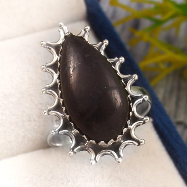 Shungite Size US 9 925 Sterling Silver Ring (RS3-198)