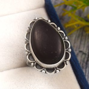 Shungite Size US 8 925 Sterling Silver Ring (RS3-194)