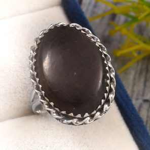 Shungite Size US 8 925 Sterling Silver Ring (RS3-196)