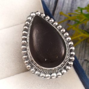 Shungite Size US 11 925 Sterling Silver Ring (RS3-204)