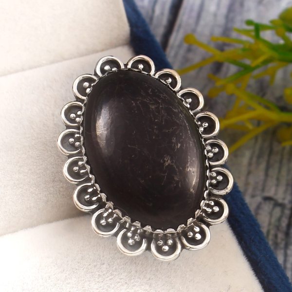 Shungite Size US 6 925 Sterling Silver Ring (RS3-191)