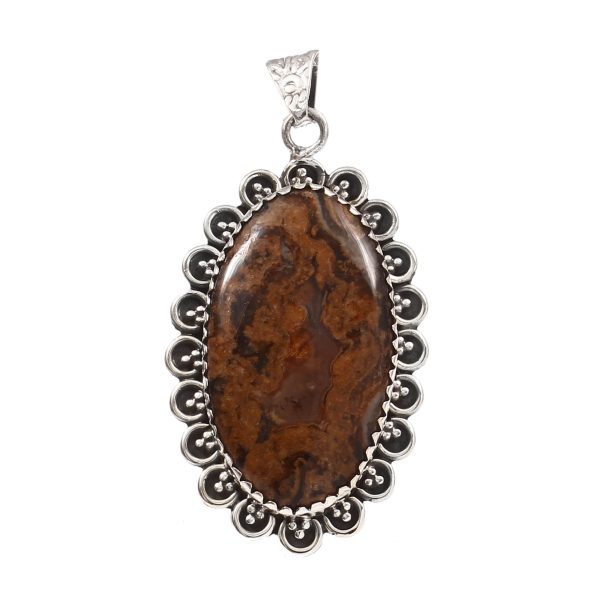 Moss Agate 1.75" 925 Sterling Silver Pendant (RS54-249)